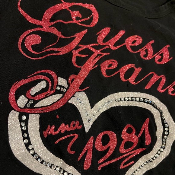 Glitter black Guess Tee shirt - Picture 2 of 3